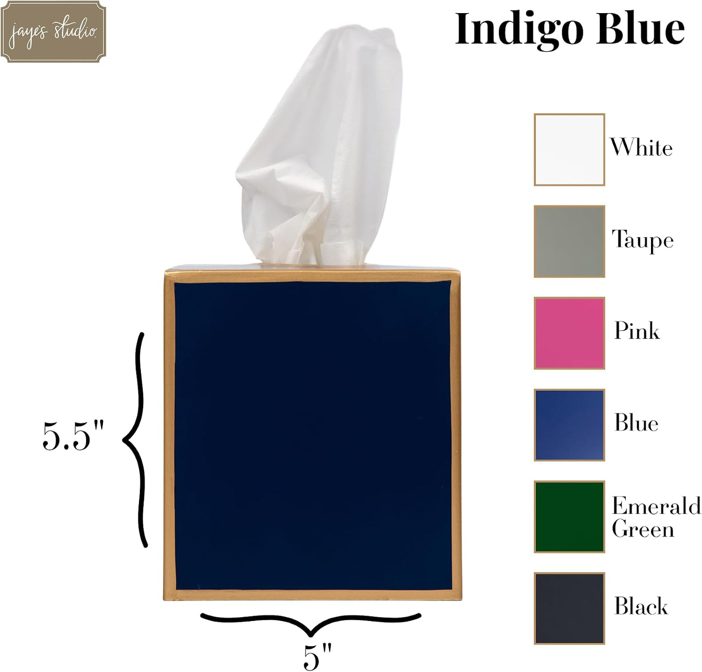 Tissue Box Cover Gold Tissue Holder / Indigo Blue