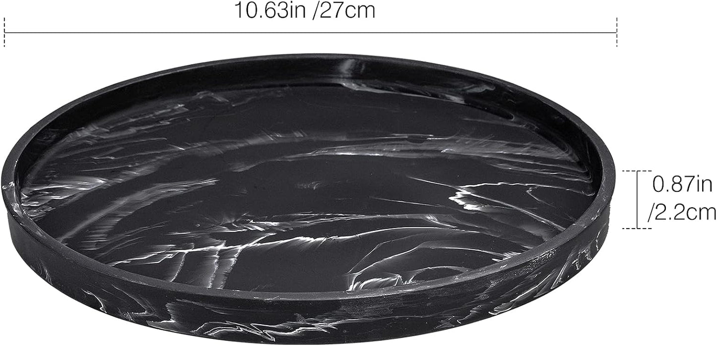 Vanity Tray / Resin Round Tray Decorative Storage Organizer / Round Matte Ink Black