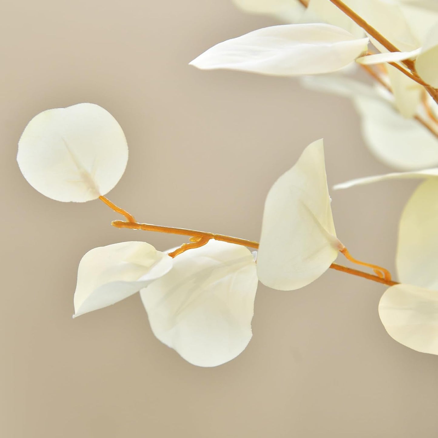Artificial Eucalyptus Stems Long 33" Fake Eucalyptus Leaves Branches / Cream White*3 / Set of 3