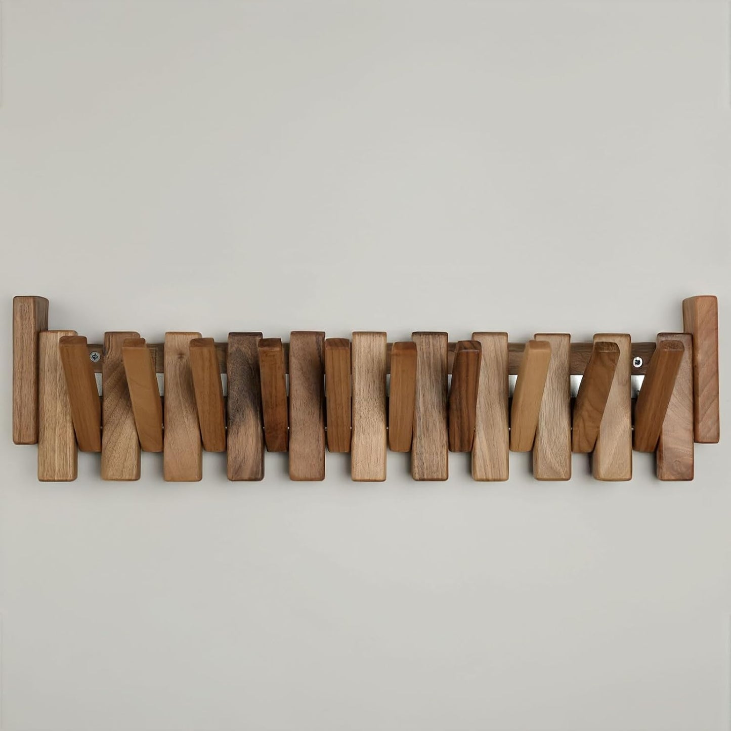 Solid Walnut Piano Key Coat Rack / Walnut-regular-natural / 10 Hooks
