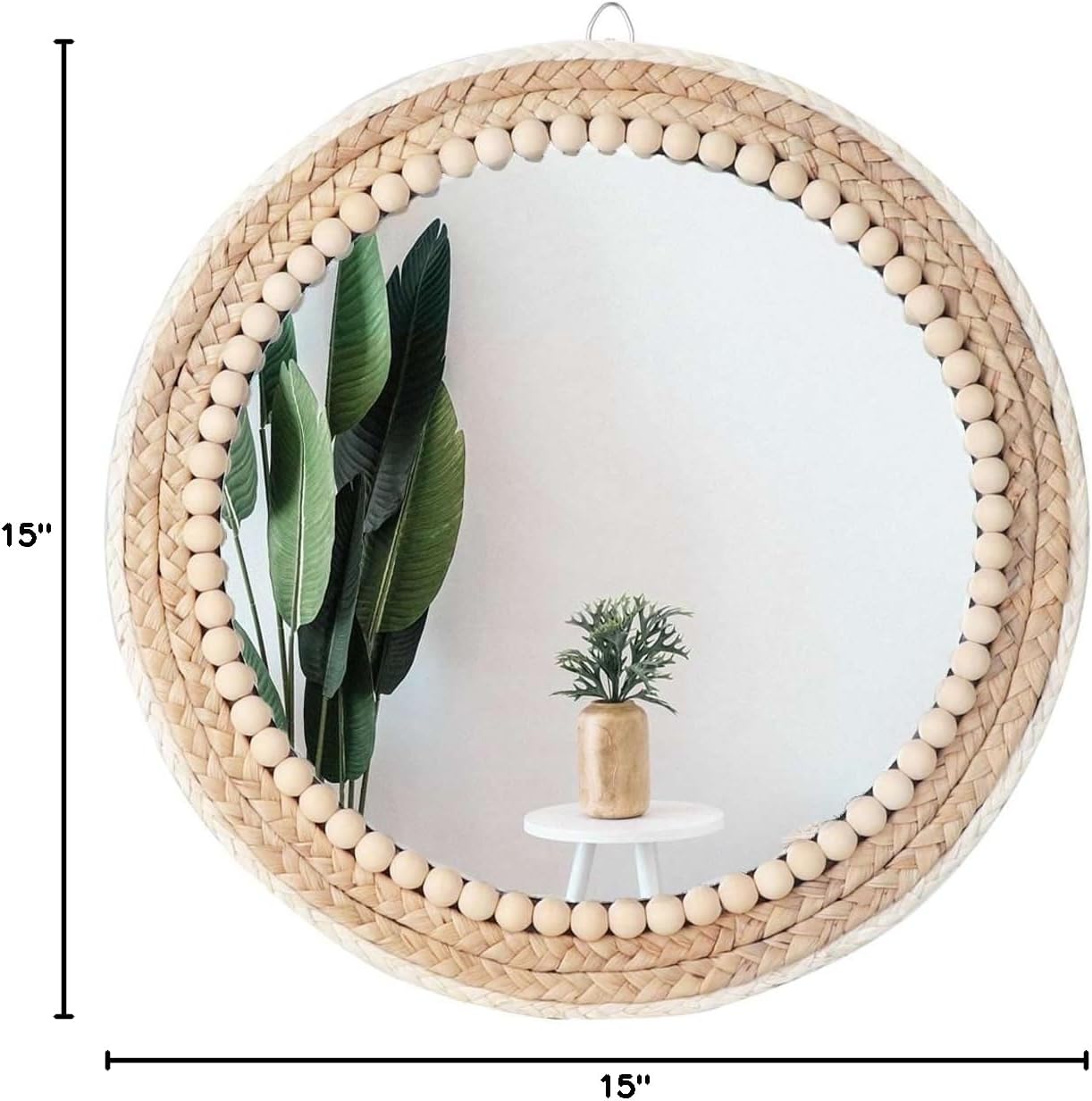 Boho Wall Mounted Round Mirror / 15 Inch
