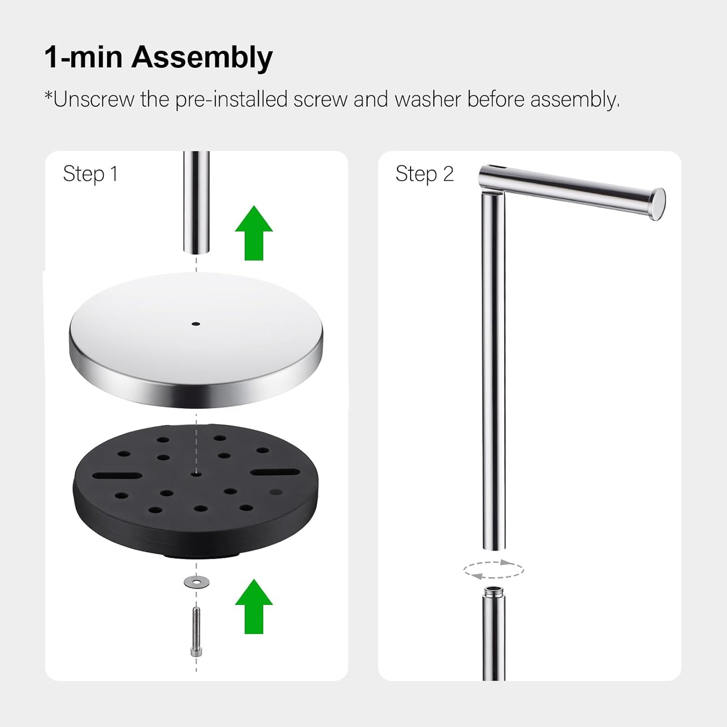 BAGNOLUX Bathroom Toilet Paper Holder Stand with Reserve, SUS304 Stainless Steel Rustproof Pedestal Tissue Roll Holder