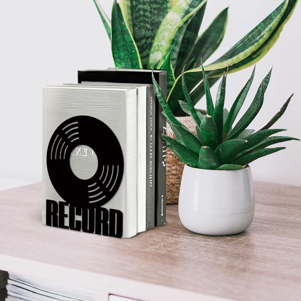 Metal Bookends / Modern Decorative Heavy Duty Study Book Support Stoppers / Vinyl Records