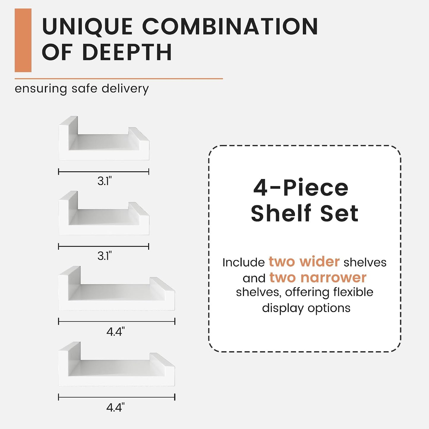 Floating Picture Ledge Shelves for Wall Set of 4, 36 Inch Wall Shelves with Lip Long Large Nursery Book Shelf for Toys