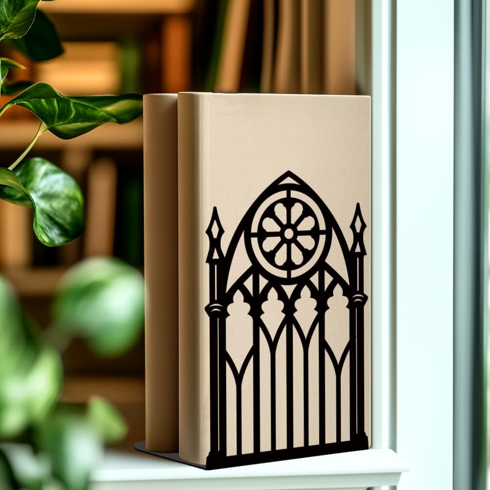 Metal Bookends for Desk Organizer / Gothic Gate