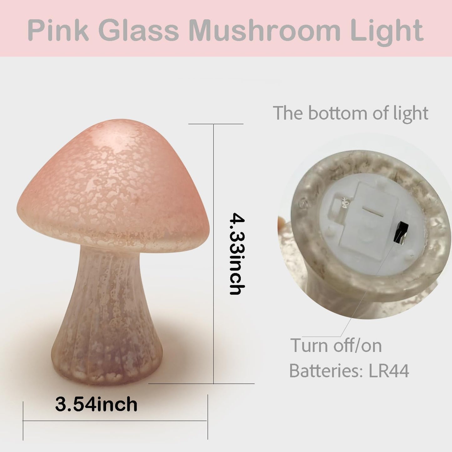 Glass Mushroom Lamp / Pink