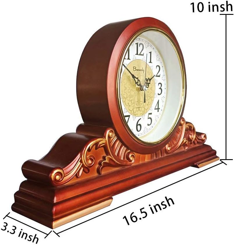 Mantel Clock, Antique Desk Clock, Modern Quartz Movement-Continuous Scanning (Ultra-Quiet), Suitable for