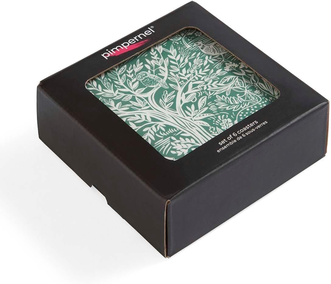 4.1" Woodland Botanical Drink / Coasters / Tapestry Sage / Set of 6