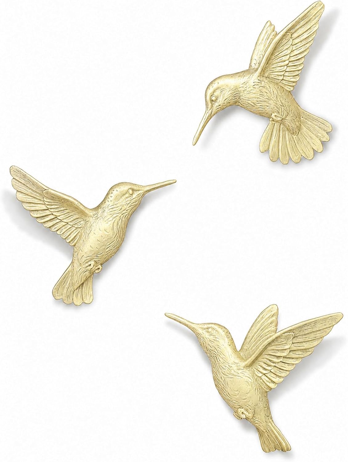 GUSFREUD 3D Hummingbird Wall Decor Set - Gold Resin Bird Wall Decor for Living Room, Bedroom and Gallery Walls