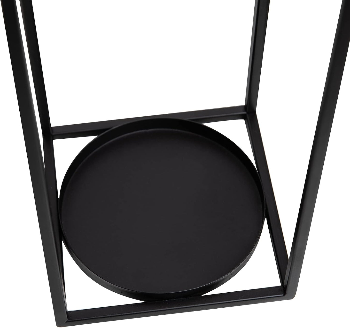 HPC Decor Black Metal Candle Lanterns Set of 2- Lanterns Decorative with Flickering Timer Candles- 17.4'' & 15'' Rustic