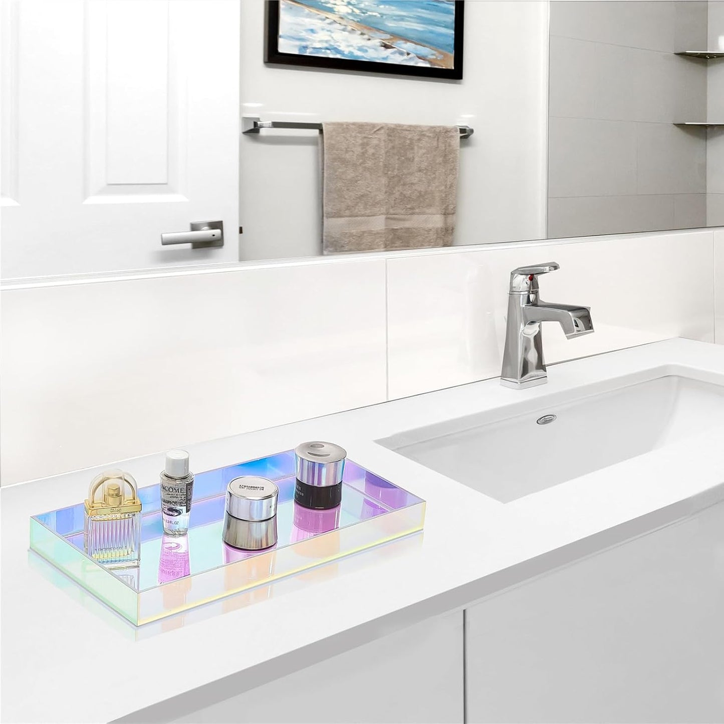 Acrylic Tray Bathroom Tray for Countertop / Iridescent