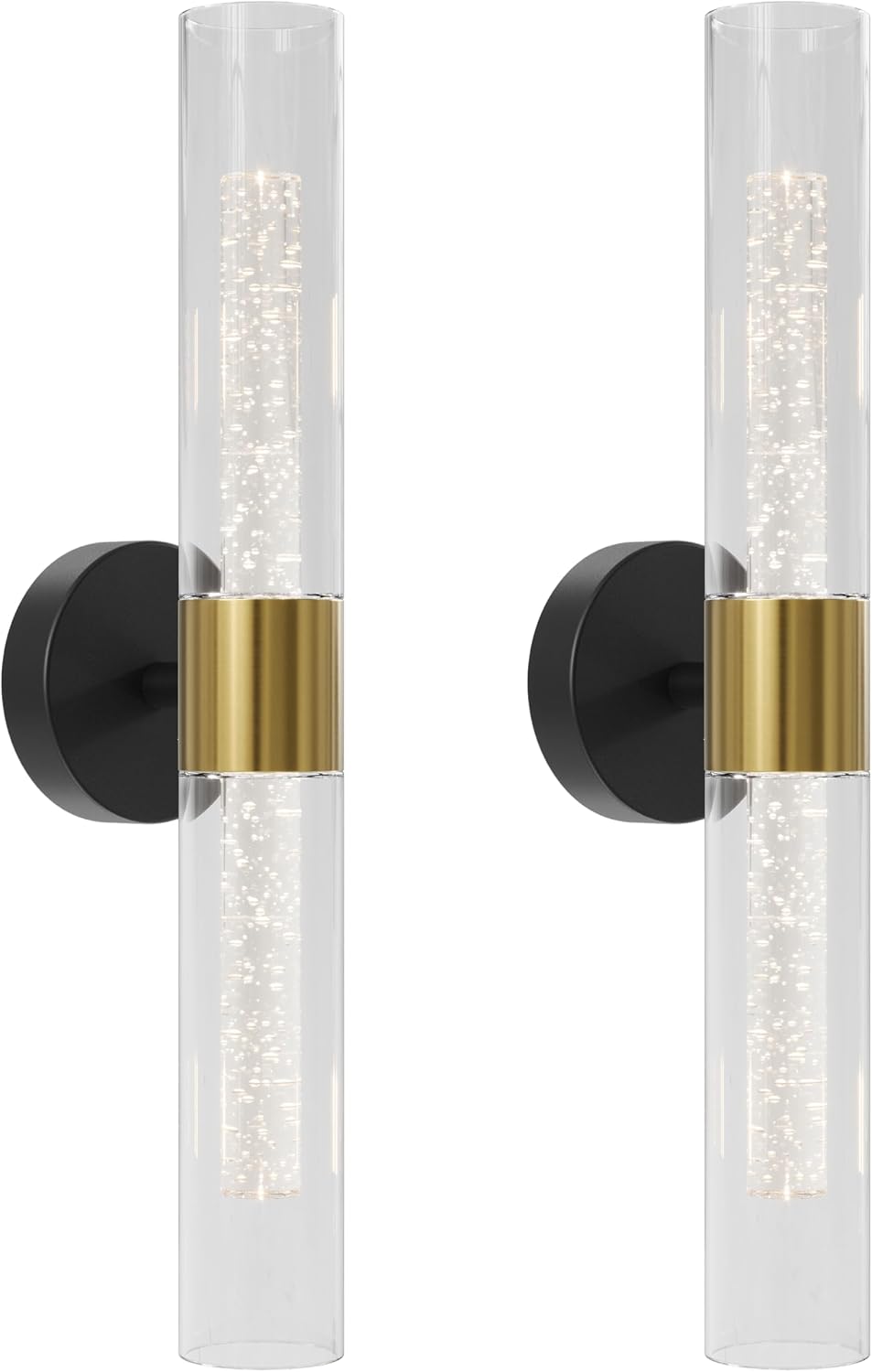 Black Gold Wall Sconces Battery Operated with Remote Control 21.5 Inch 3CCT | Rechargeable Wall Sconce with Timer