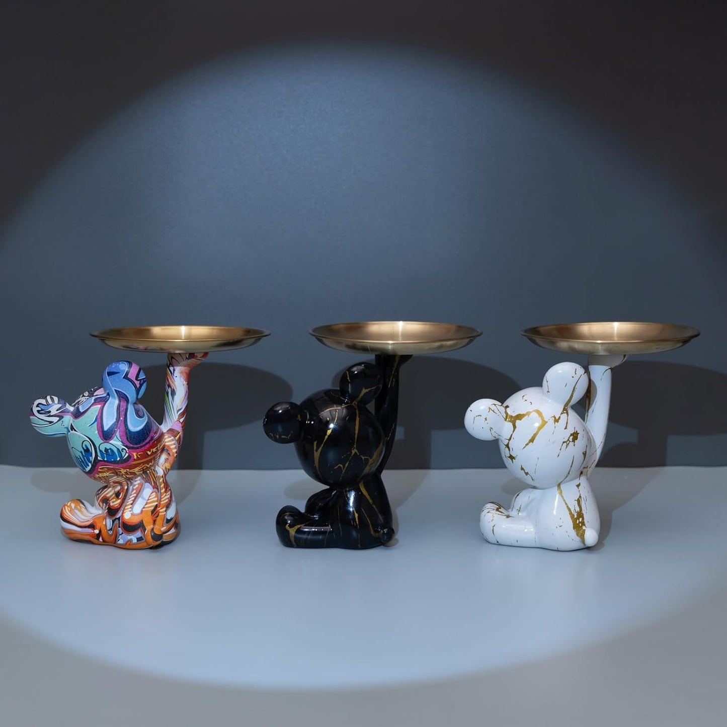 Bear Statue Suitable / White & Gold