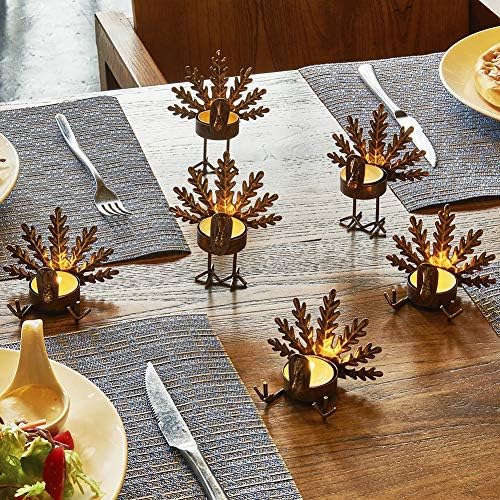 SAND MINE Metal Turkey Tea Light Candle Holders, Thanksgiving Candle Holder, Turkey Candle Holder, Metal Candle Holder, Thanksgiving Home Table Decoration (6)