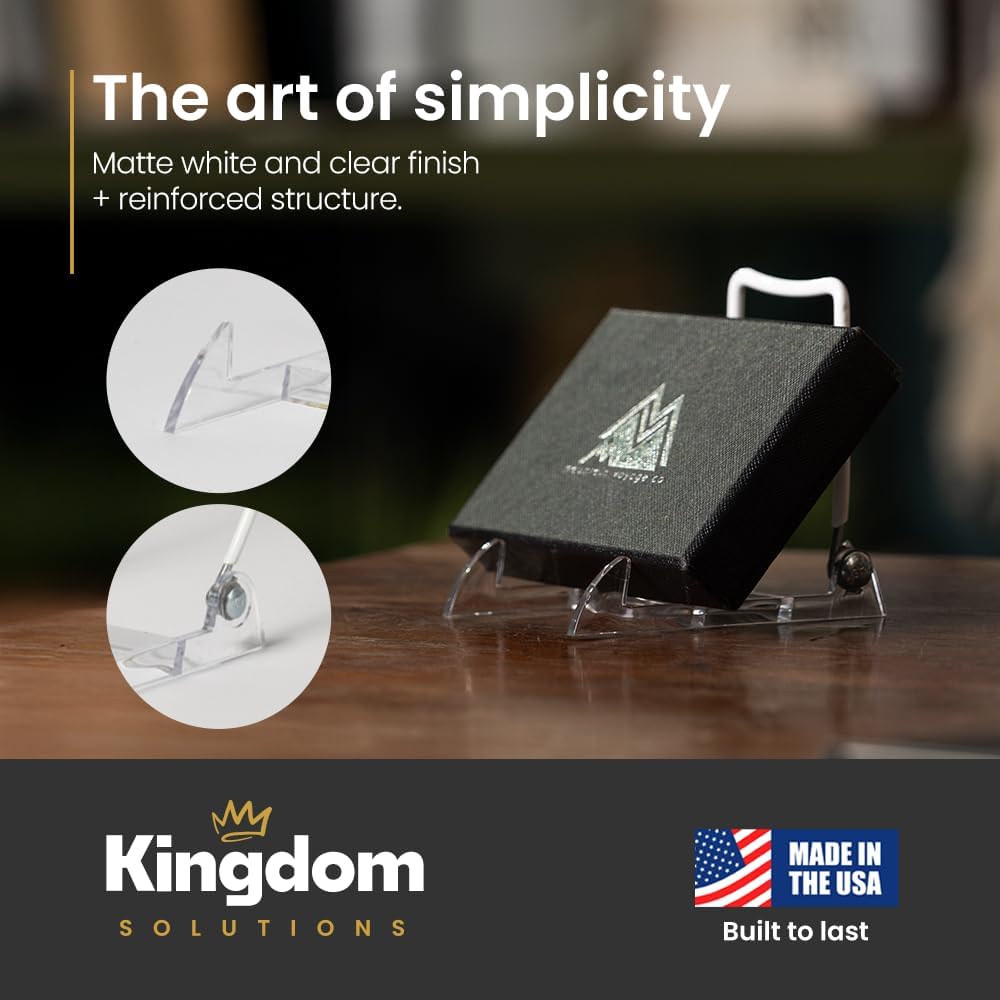 KINGDOM SOLUTIONS - 3.5" White Acrylic Display Stand Made in USA - 12 Pack | Holds Plates, Pictures, Photos, Books