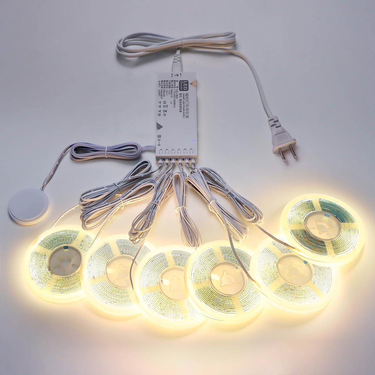 Cabinet Light COB LED Strip Lights 6-in-1 Dimmable Touch Control | for Display Cabinets, Wardrobes, Kitchen, Wine