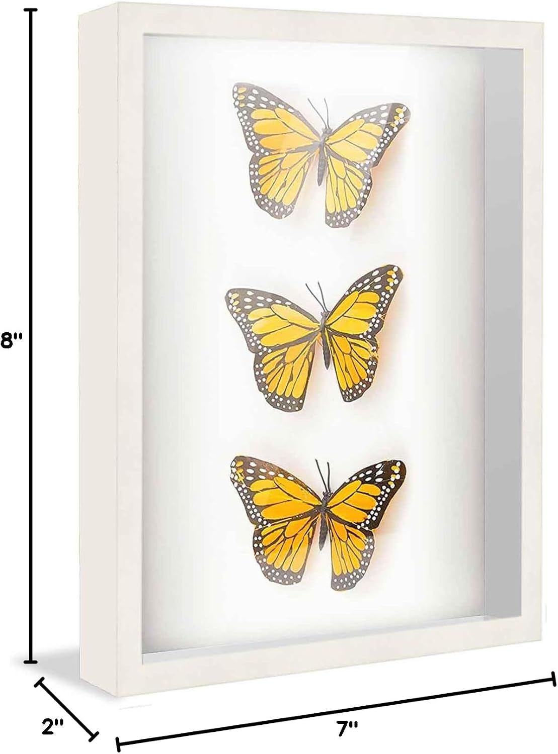 5x6 in Shadow Box Frame White 2 Inches Deep | Solid Wood Minimalist Shadowbox Frame | UV Resistant Acrylic Plexiglass