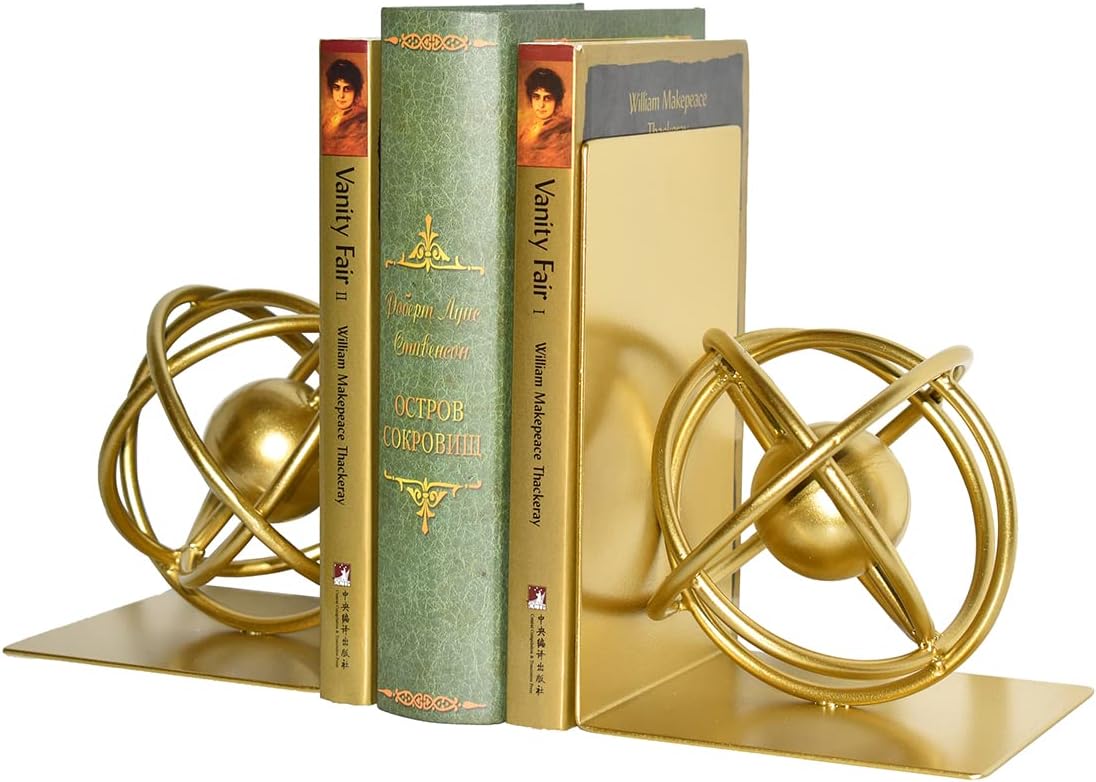 Modern Metal Unique Bookends / Round / Gold