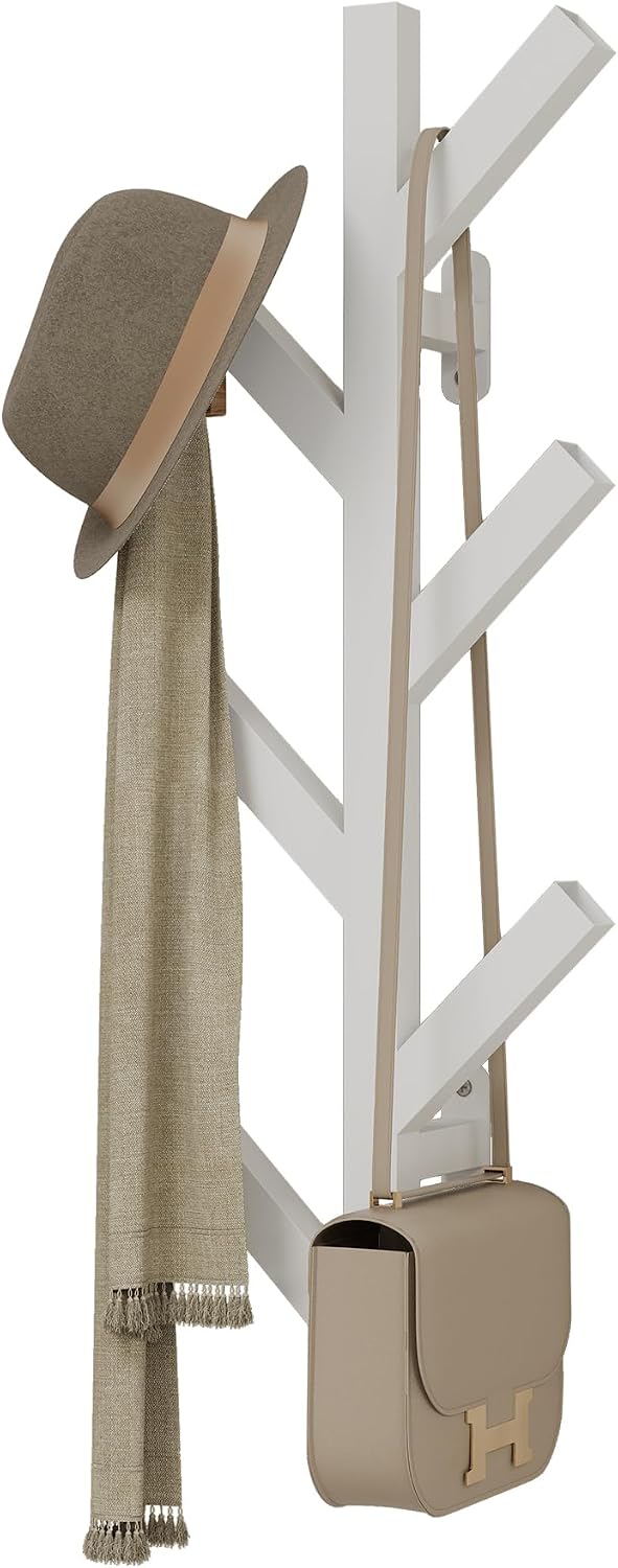 Vlush Wall Mounted Metal Coat Rack with 6 Hooks Modern Minimalist & Upright Coat Rack for Hanging Clothes, Hats