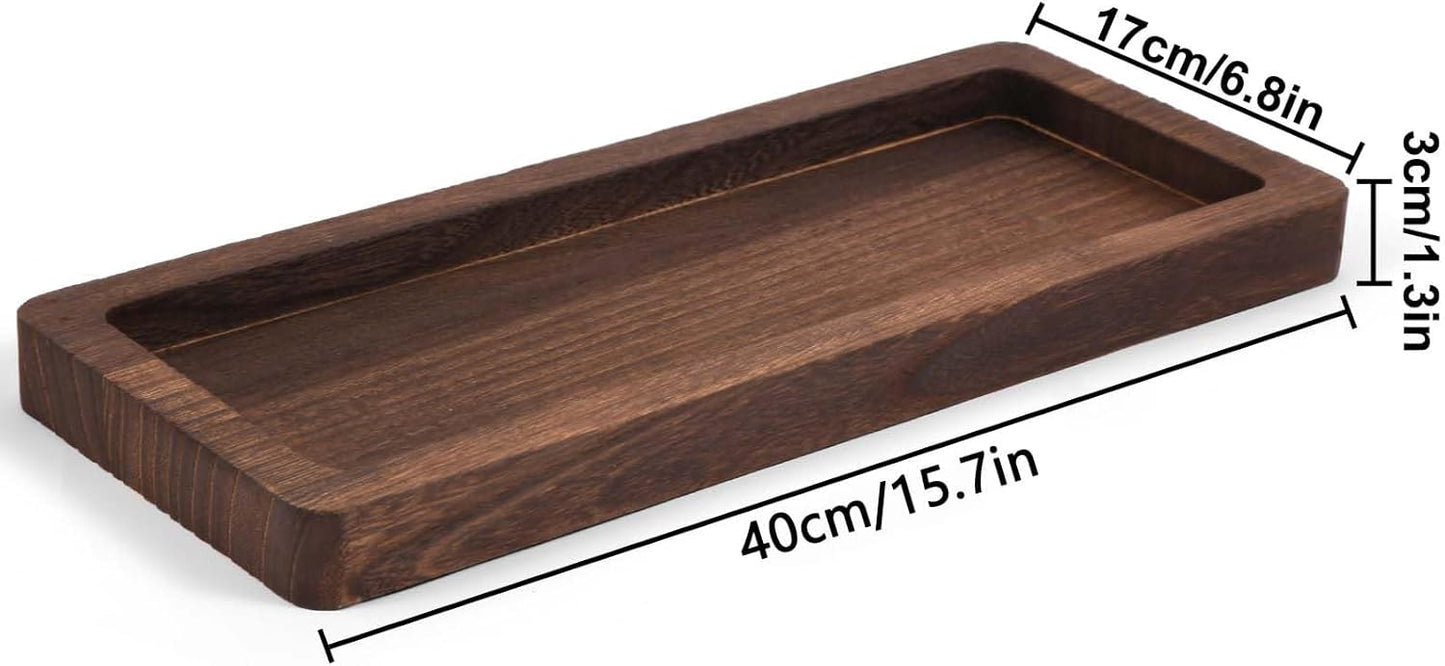 Wooden Decorative Tray Candle Holder Long Wood Tray Home Decor / Brown--rectangular