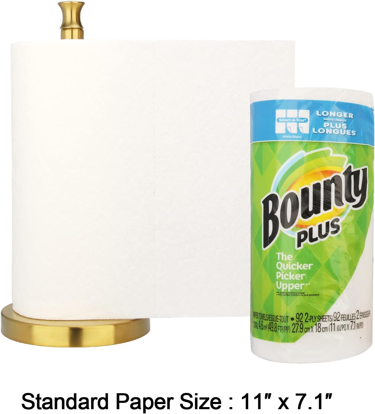 Paper Towel Holder Stand for Kitchen Countertop & Dining Room Table (Brushed Gold Brass Paper Towel Holder Stand