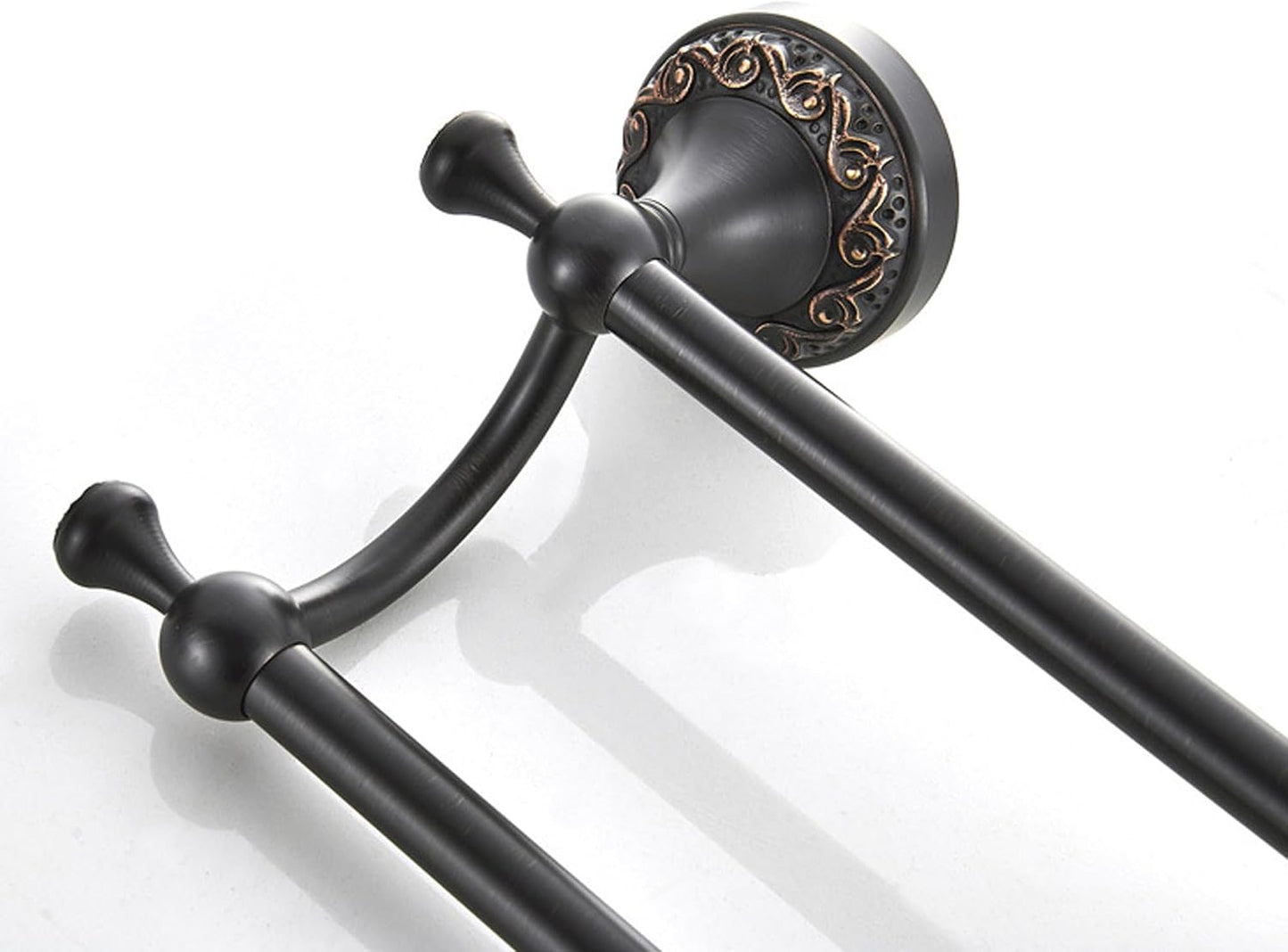 Oil Rubble Bronze Brass Double Towel Bar, Adjustable 15.5 to 27.5 Inch Bath Towel Bar Rack for Bathroom Towel Holder
