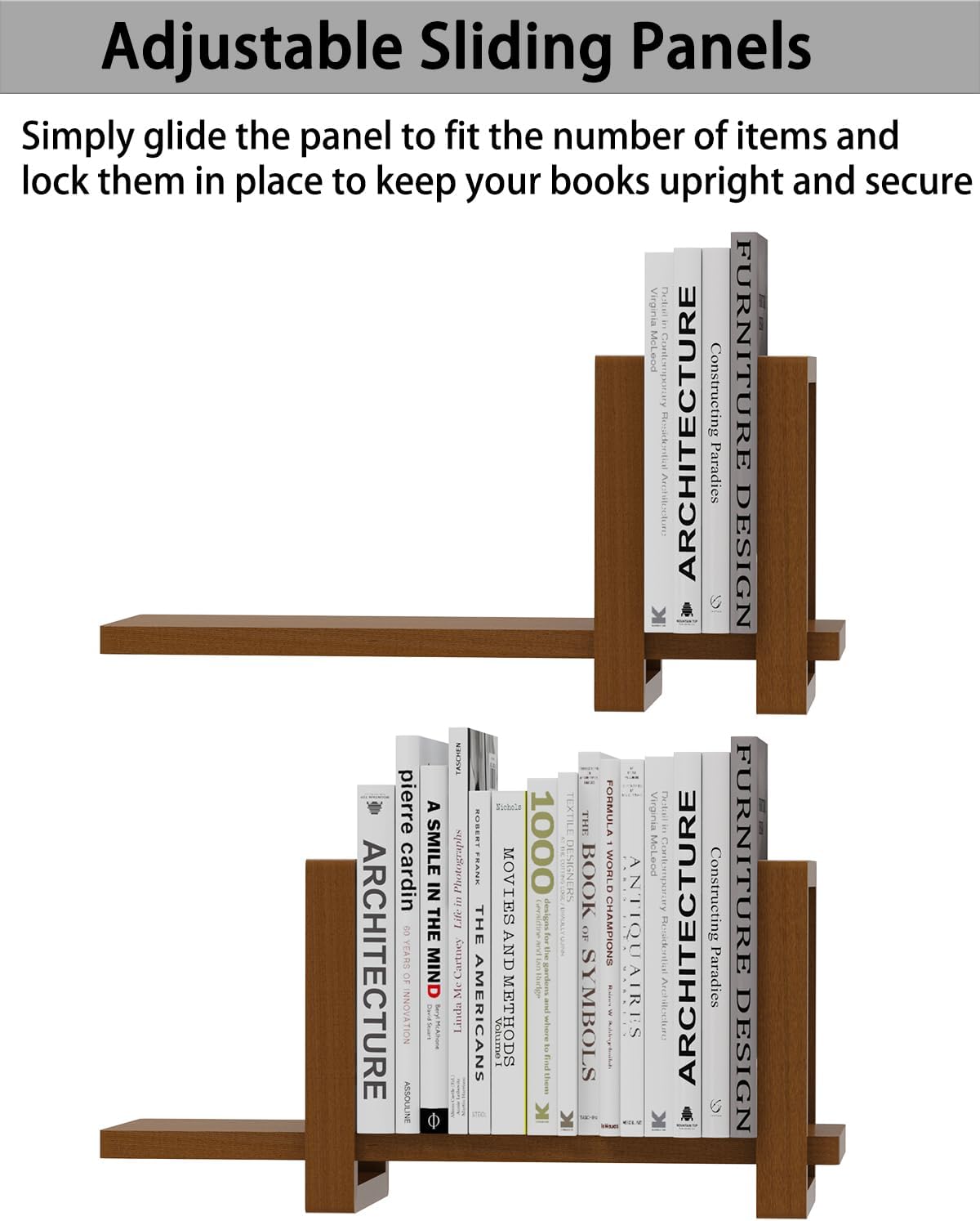 100% Solid Wood Adjustable Desktop Bookshelf, Retro Tabletop Bookshelf, Desk Shelf for Living Room, Home, Office