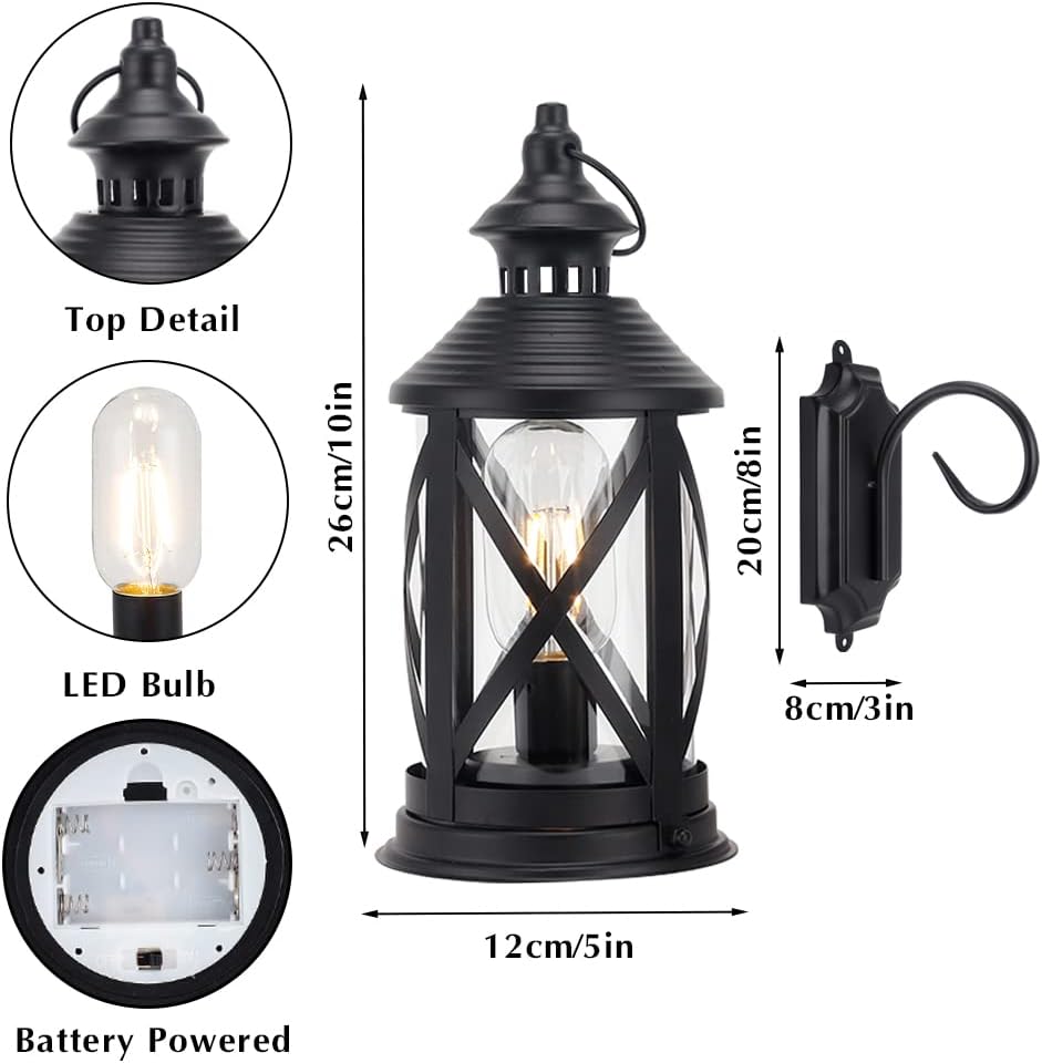 TRIROCKS Battery Powered Metal Lamp 10'' Tall Decorative Cordless Table Lamps LED Edison Lights Hanging Lamps with