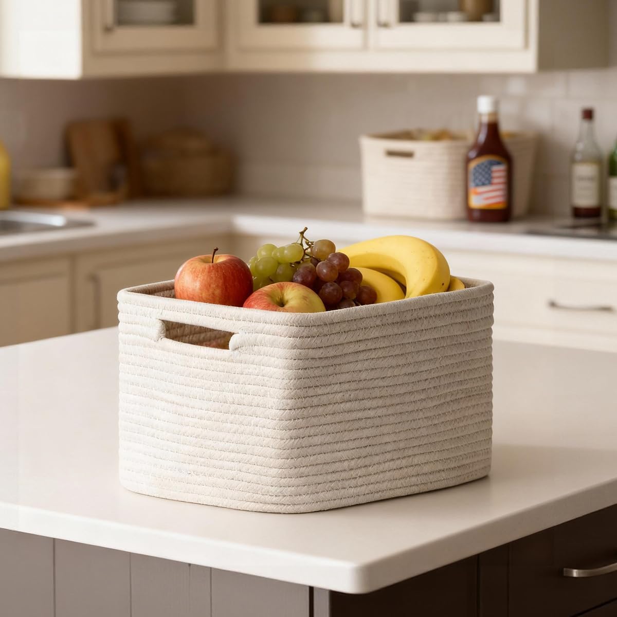 Woven Storage Baskets / White / Set of 5