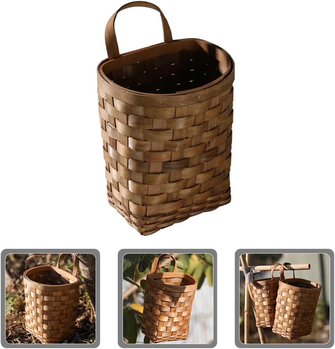 Wooden Wall Flower Basket Small Woven Basket Bread Basket Jute Hanging Basket Garlic Basket Hanging