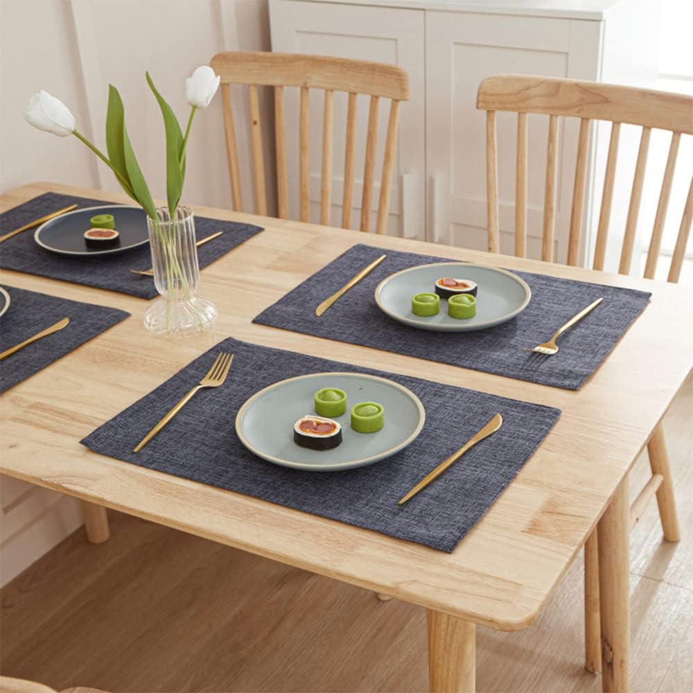 Weabetfu Cloth Placemats Set of 6 Heat Resistant Dining Table Placemats | Cotton Linen Machine Washable Kitchen Table