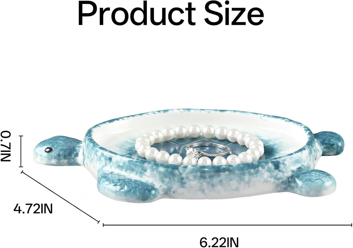 Handmade Ceramic Decorative Ring Holder Trinket Dish for Earrings Necklace Key / Blue / One Size