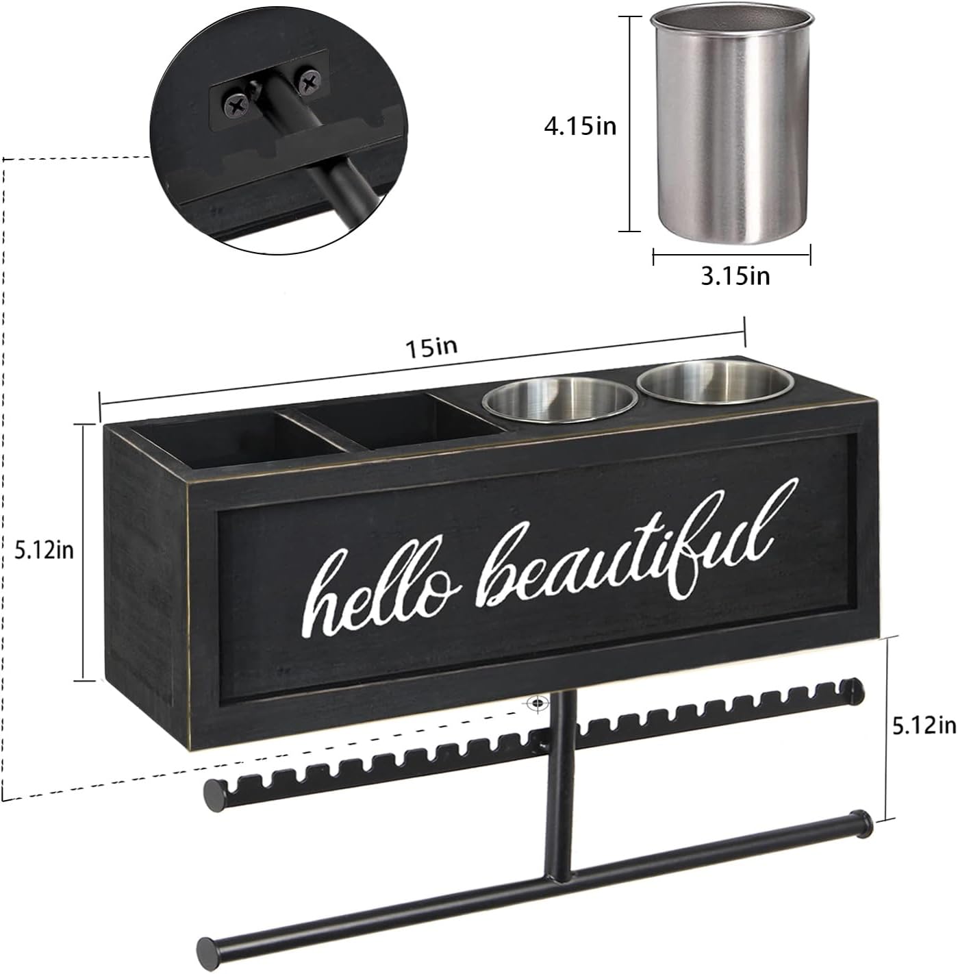Rustic Hair Dryer Holder Wall Mounted,Hair Styling Tools & Accessories Organizer,Bathroom Supplies & hot Tools vanities
