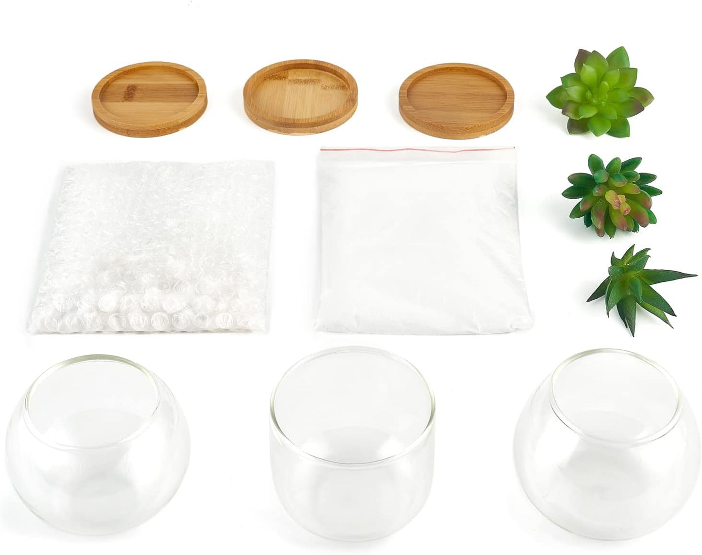 3 Mini Potted Fake Plants for Women Office Decor Small Faux Green Plant / Clear
