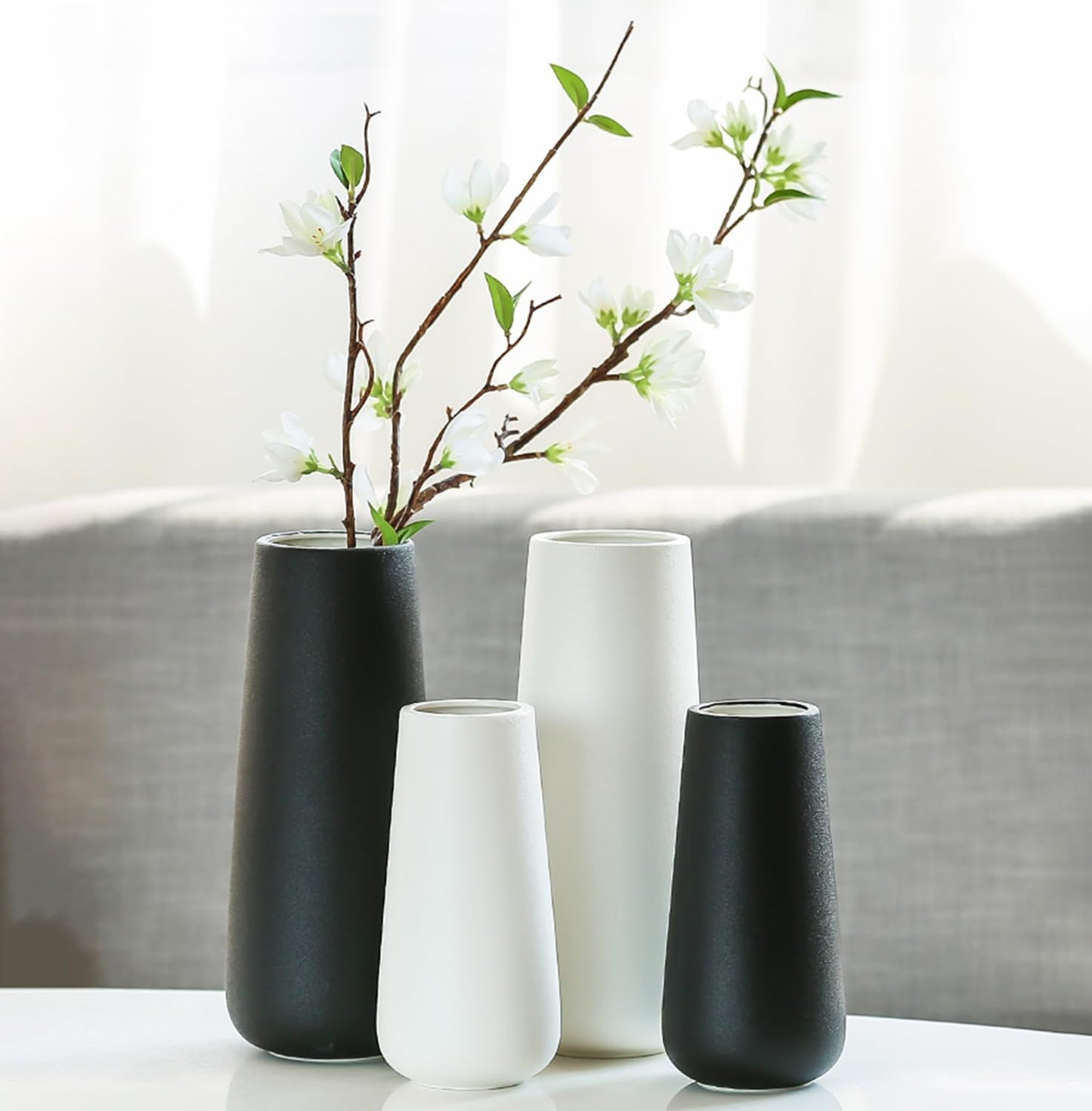 Rustic Style Decorative Vases / Tall 11 Inch / 28 Cm / Matt Black / 11 Inch