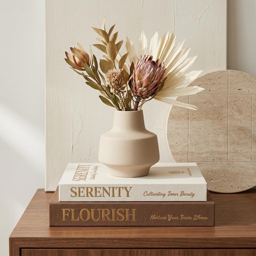 Faux Linen Book Boxes / Terracotta & Oatmeal / Set of 2