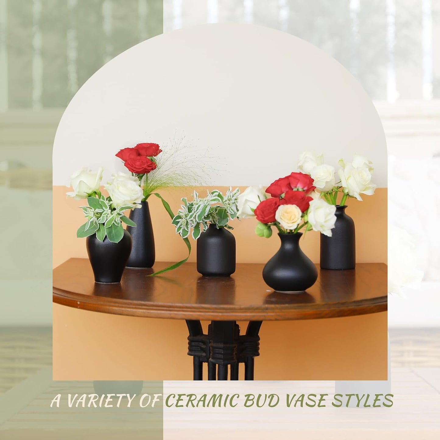 Mini Ceramic Bud Vases for Flowers / Black / Set of 8