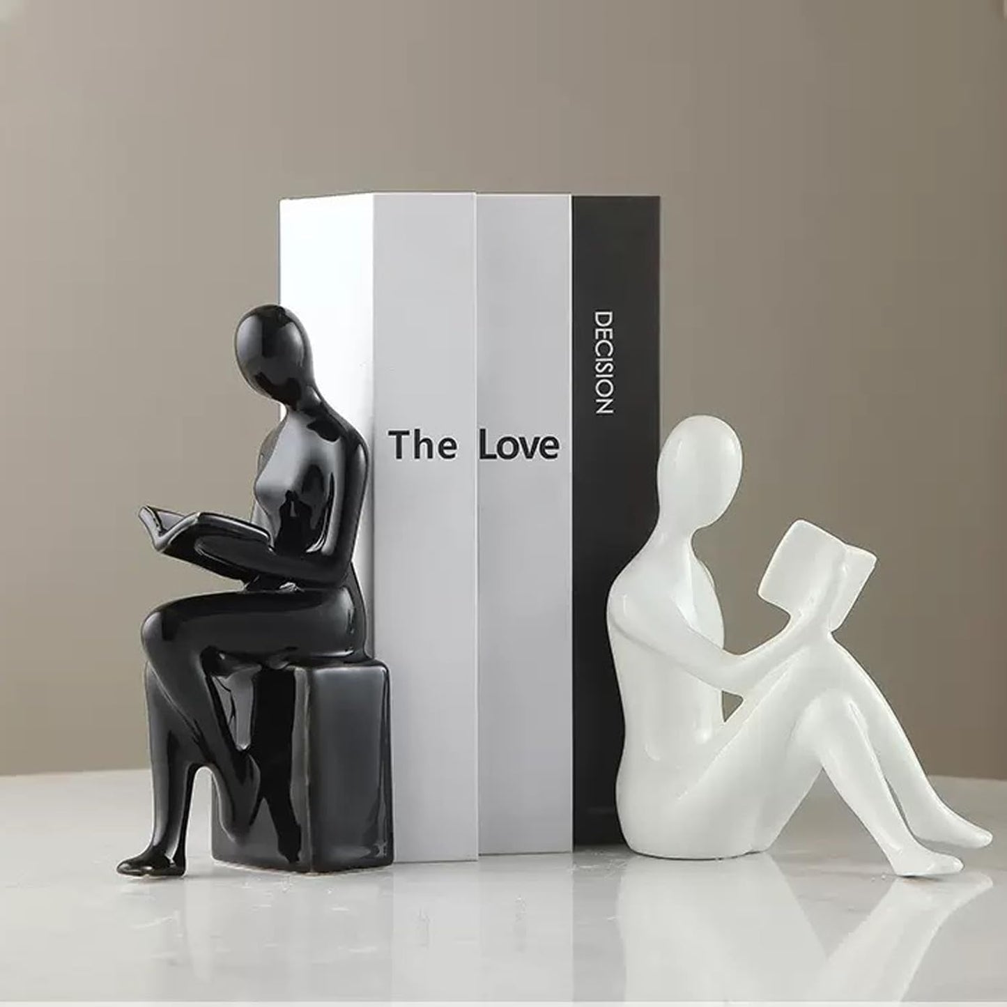 Ceramic Book Ends / White and Black