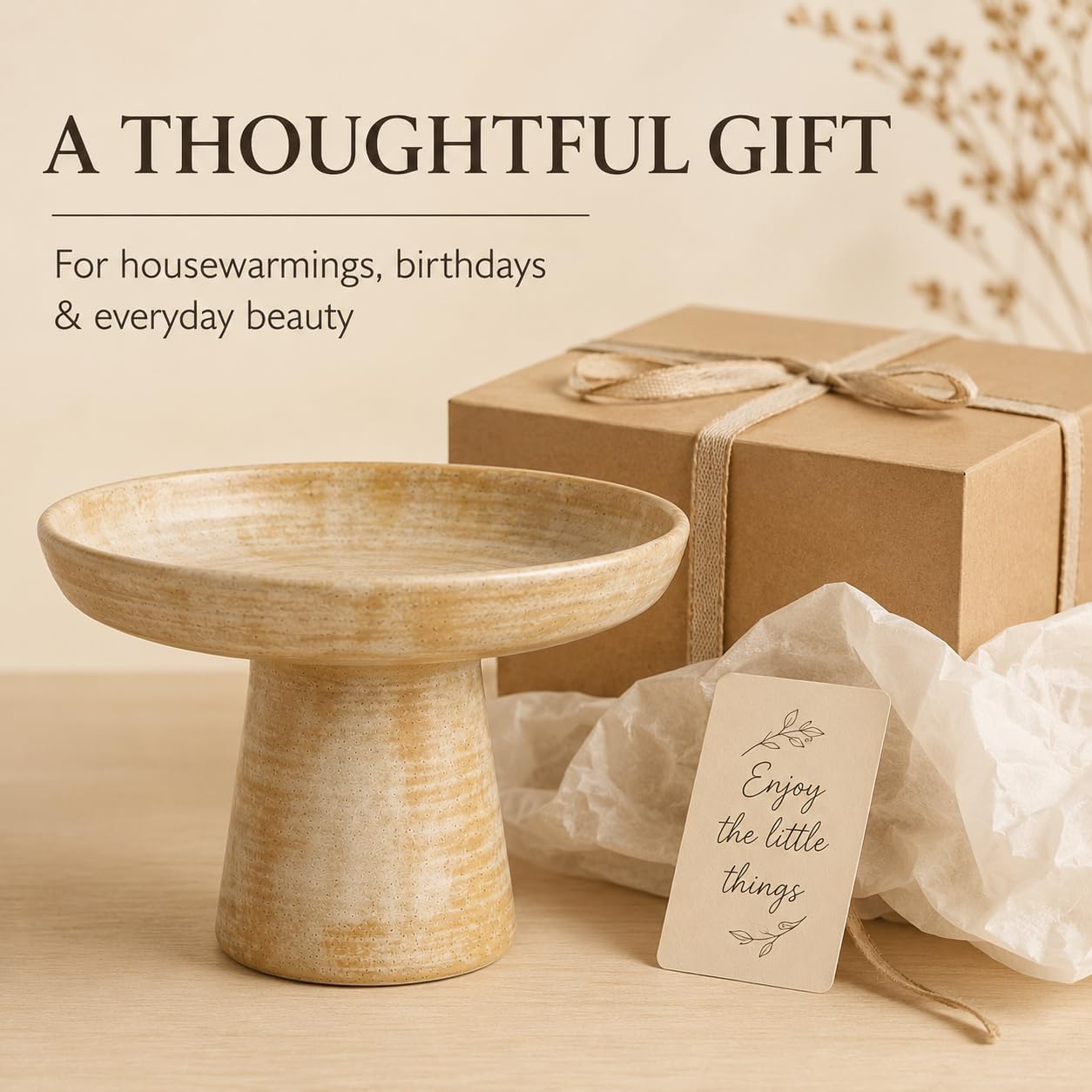 Ceramic Pedestal Bowl / Small Decorative Bowl