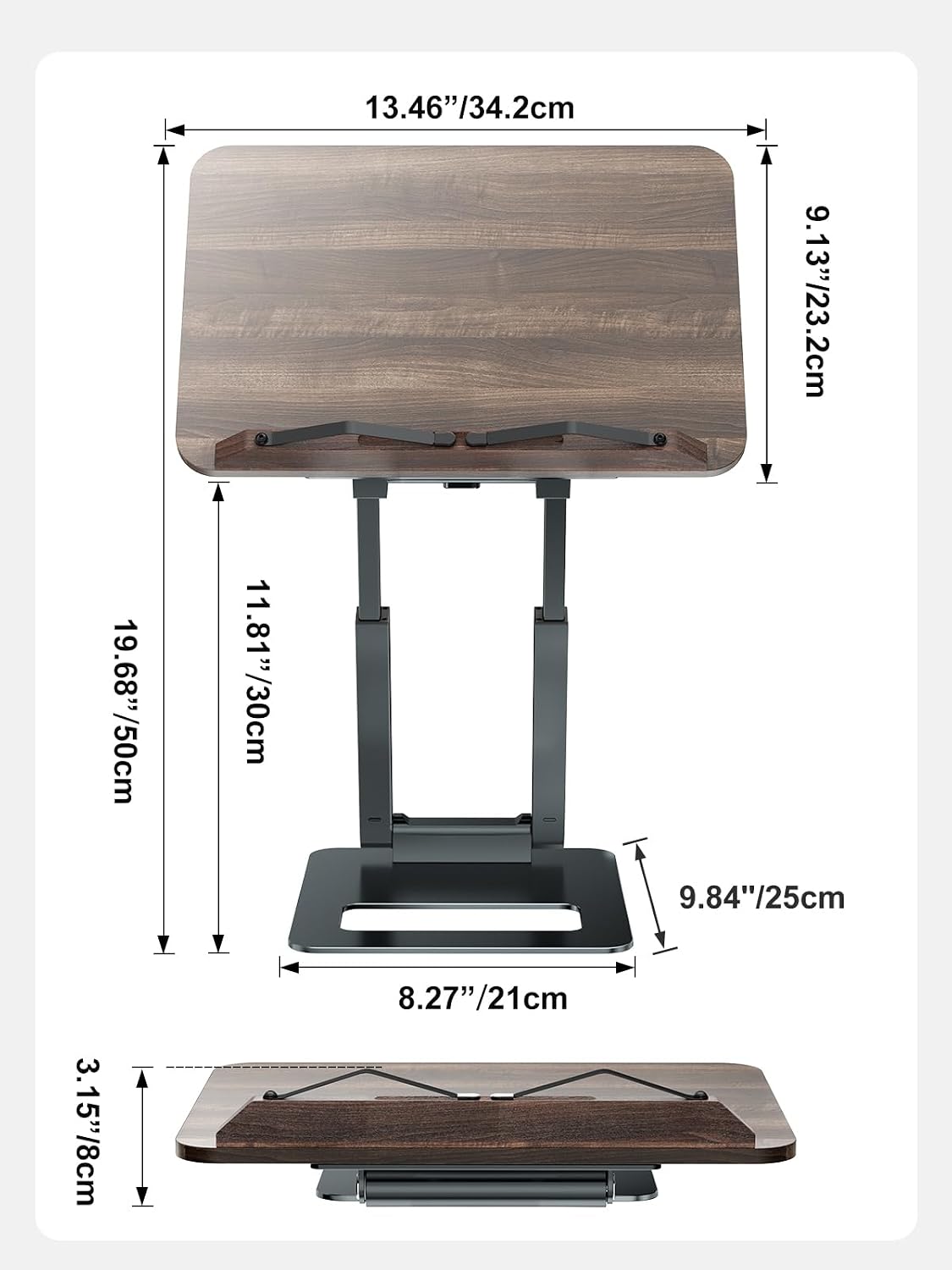 Tounee Book Stand, Telescopic Book Holder Stand, Adjustable Height Pull Out Design Ergonomic Cookbook Stand with