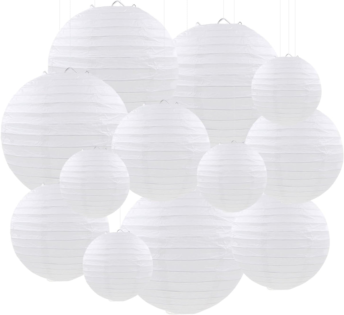 White Paper Lanterns Party Decorations, Hanging Paper Lanterns for Birthday Wedding Baby Bridal Shower Christmas New Year Party Decoration (12 PCS)