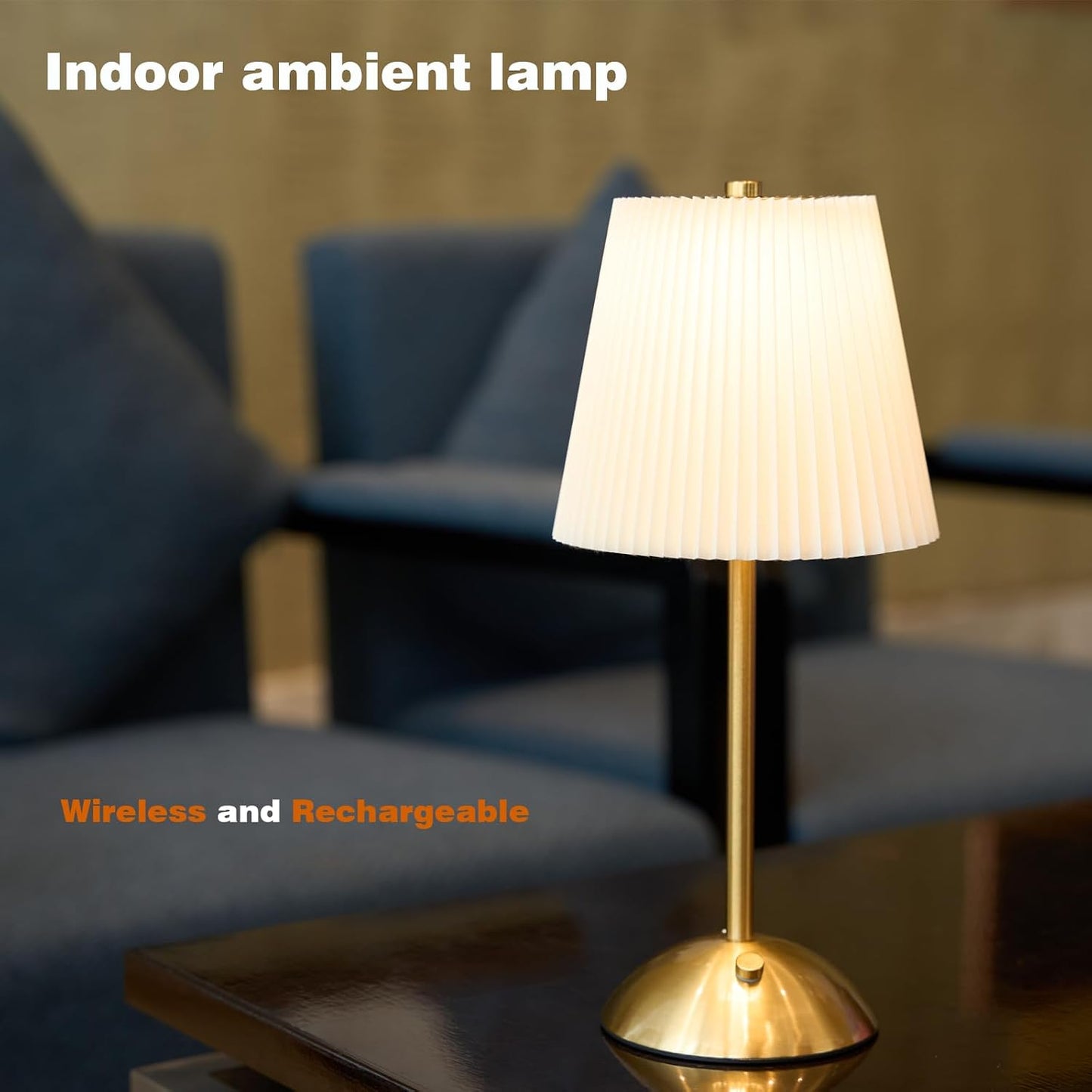 2-Pack Cordless Rechargeable Table Lamp, 3-Color Dimmable Touch Light | 3000mAh Battery Operated, Beige Fabric Shade