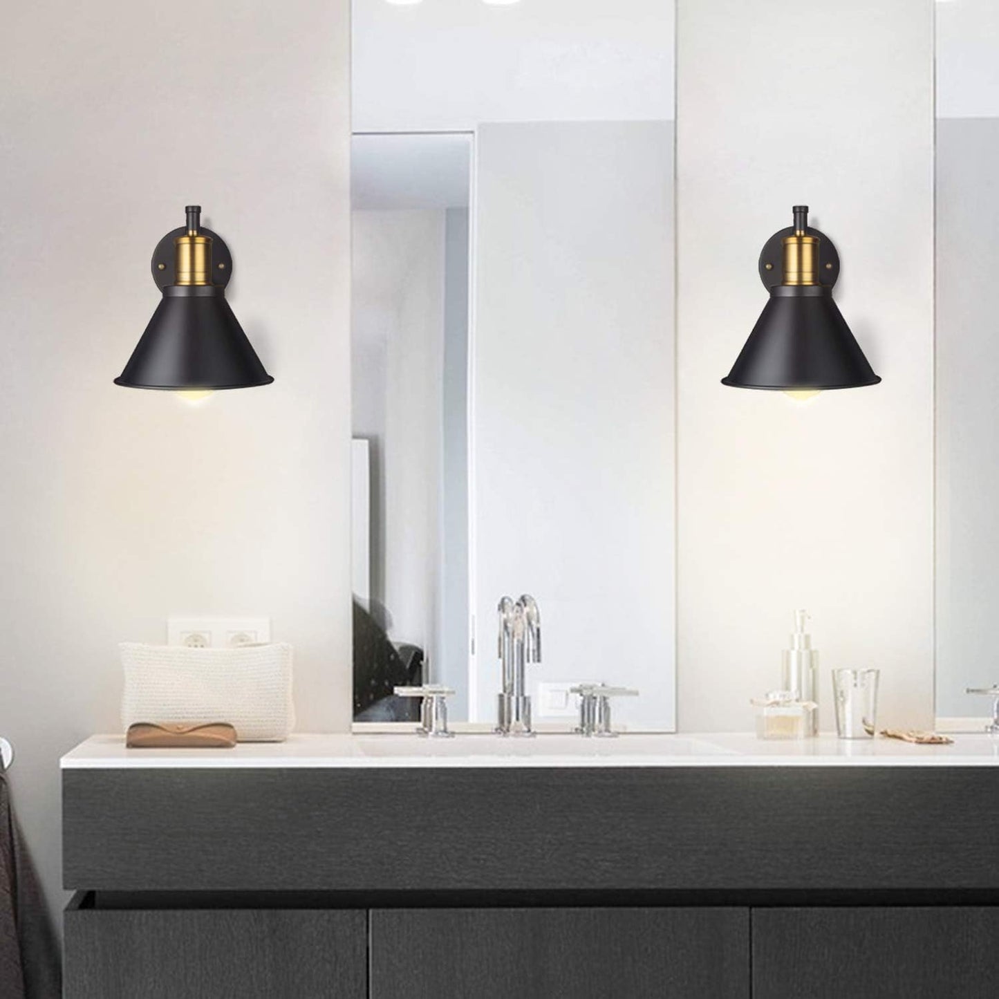 Swing Arm Wall Lamp Plug-in Cord Industrial Wall Sconce, Bronze and Black Finish,with On/Off Switch, E26 Base,1-Light