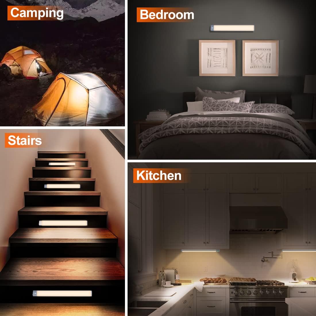 PRIORARE Under Cabinet Lights 54 LED Motion Sensor Closet Light Warm White | 2Pack 2500mAh Rechargeable Ultra Thin