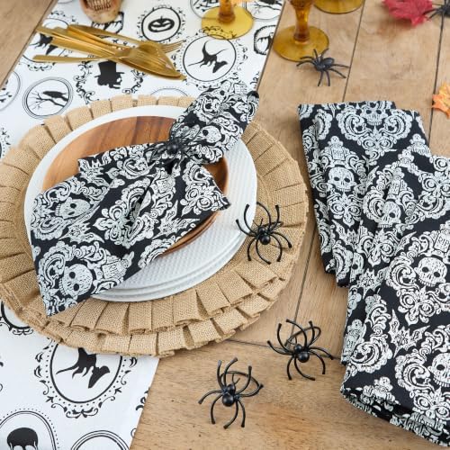 DII Halloween Napkin Rings Novelty Tabletop Décor Set, 2x1.5x1.5, Black Spider, 6 Piece