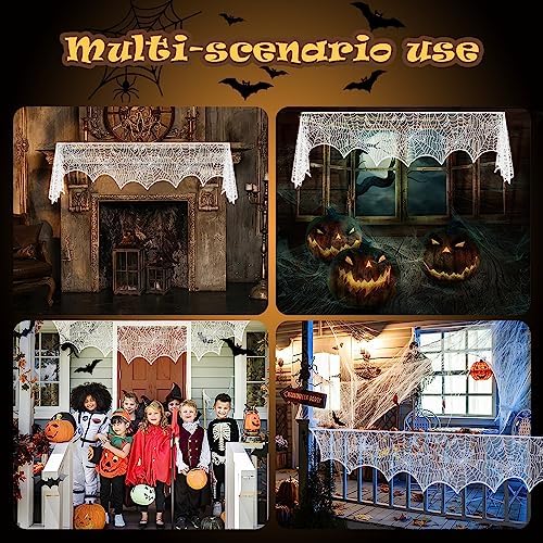 Halloween Decor Indoor White Halloween Fireplace Mantle Decorations Indoor Halloween Decorations White Lace Spiderweb Fireplace Covers Halloween Party Supplies Halloween Party Decorations