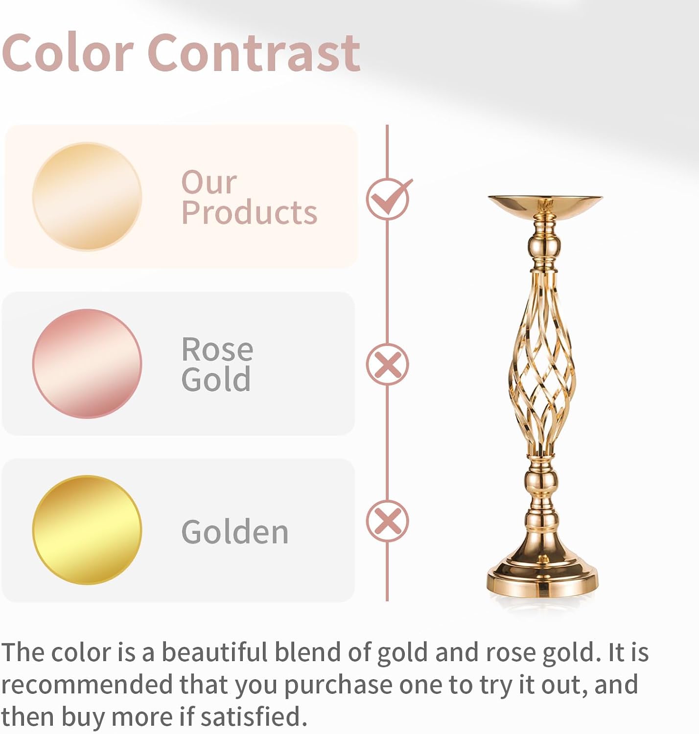 NUPTIO Gold Centerpiece Stand for Table, Twist Style, 20.5" Tall, 10 Pcs | Versatile Flower Arrangement, Candle Holder