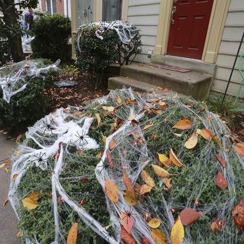 Halloween Spider Web Decoration, Cobwebs Halloween Decorations,Cobwebs Come With 20pcs Mini Spiders (500sqft+20Spiders)