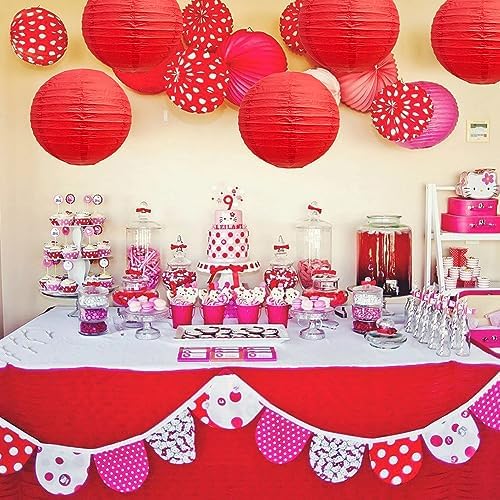 BEISHIDA 12 Inch Red Paper Lanterns 6 Packs Hanging Round Chinese Lantern