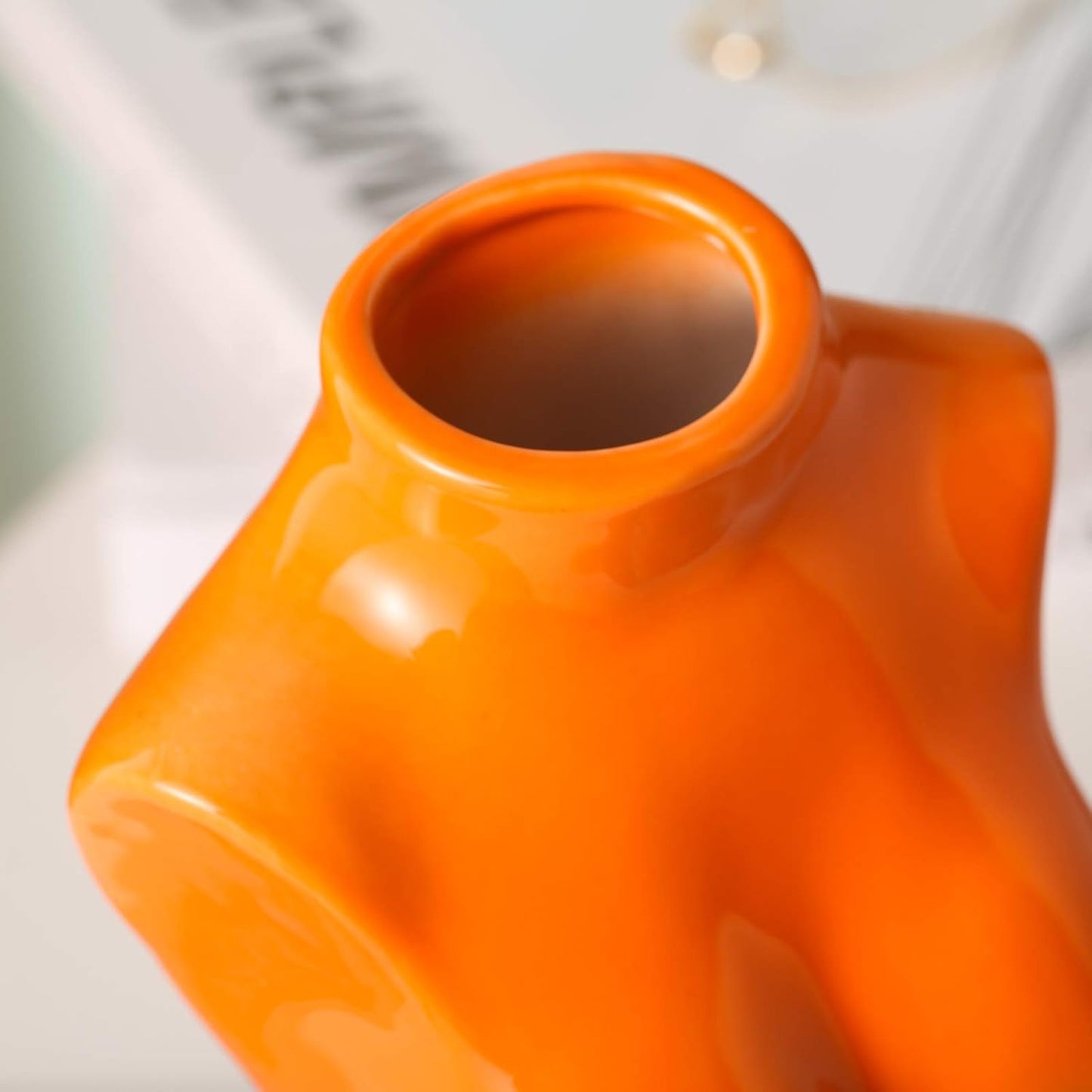 Small Ceramic Vase for Flowers Modern Art Vase / Female Vase- Orange